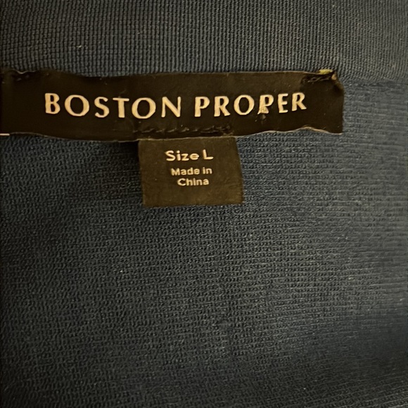 Boston Proper Police Blue Collarless Zip Jacket. - Picture 6 of 8